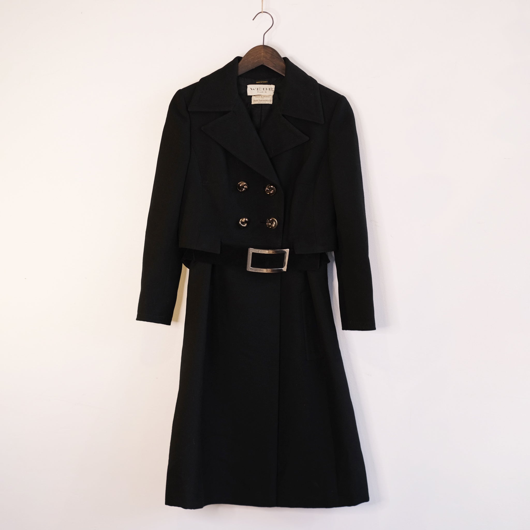 1960s Black Coat with Suede Belt