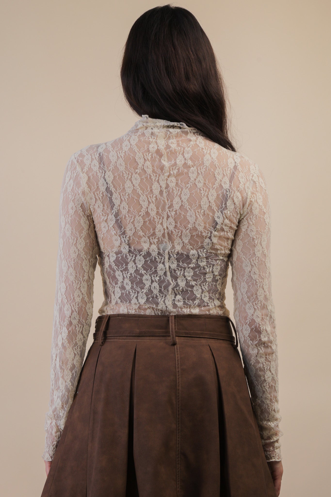High Neck Sheer Lace Top