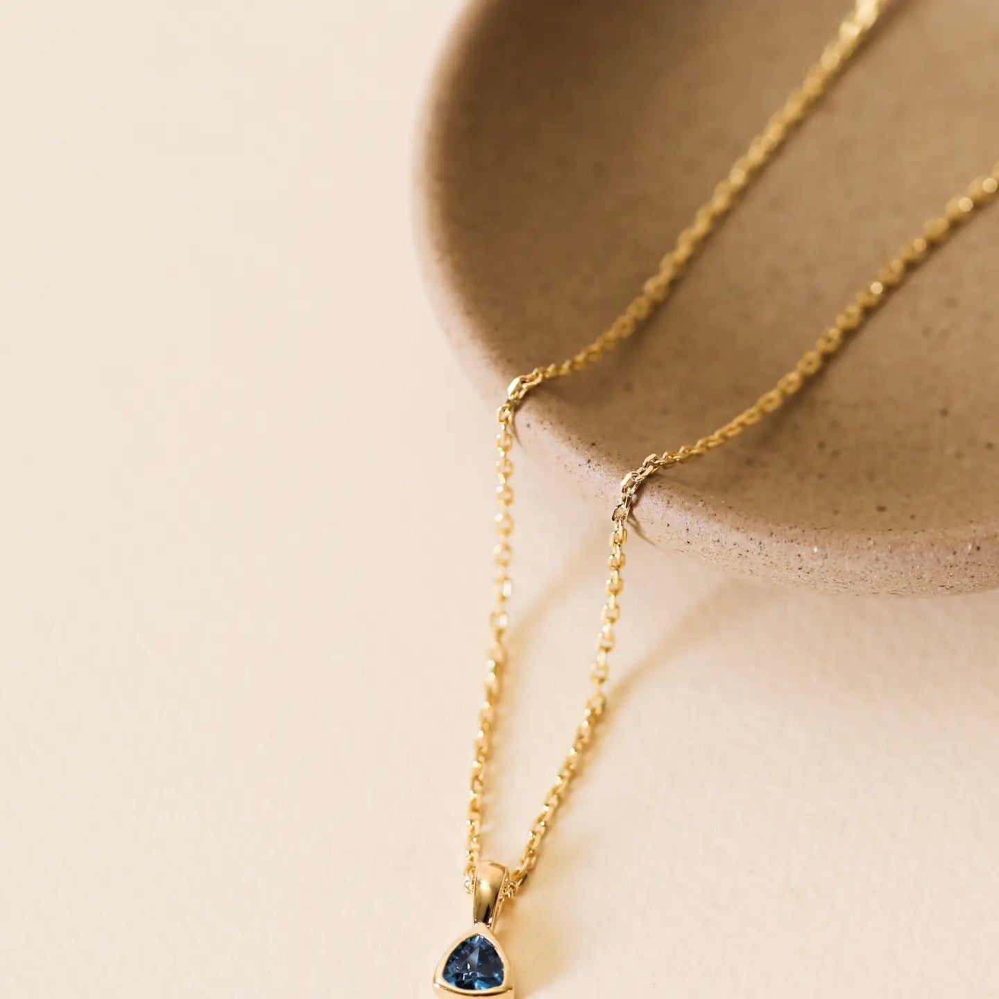 Rounded Corner Triangle Pendant Gold Necklace