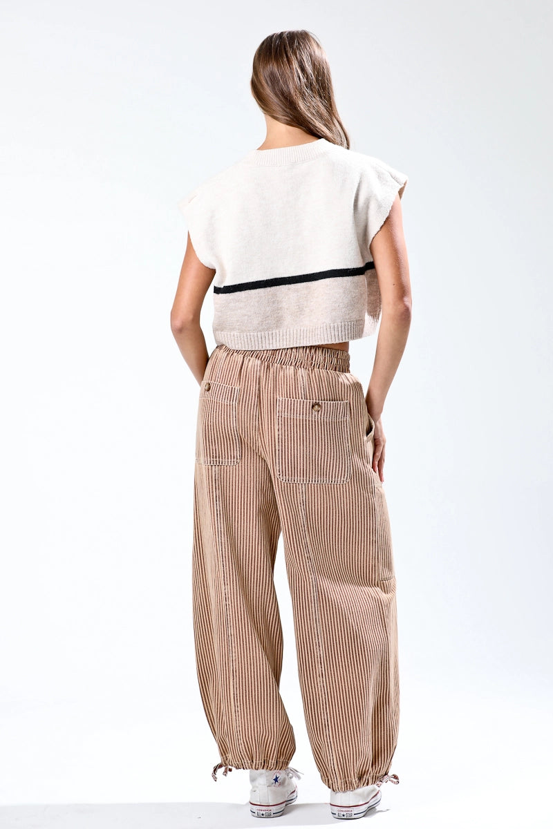 Vintage Washed Striped Cargo Pants
