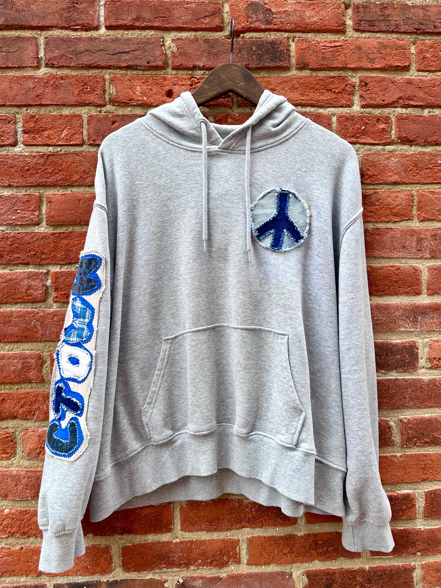 Blue Ctown Sleeve Grey Hoodie