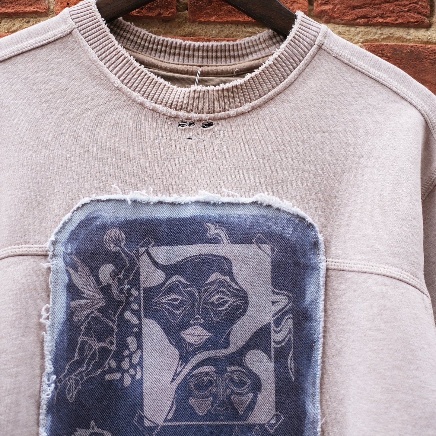 Doodle Art Oatmeal Distressed Sweatshirt