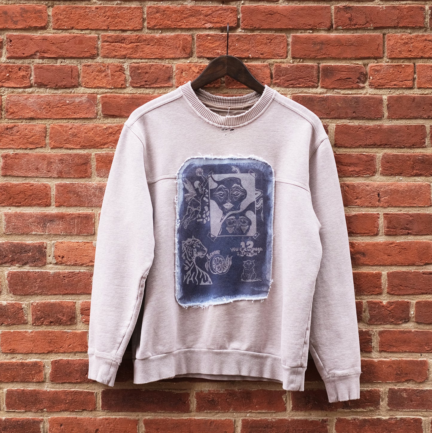Doodle Art Oatmeal Distressed Sweatshirt