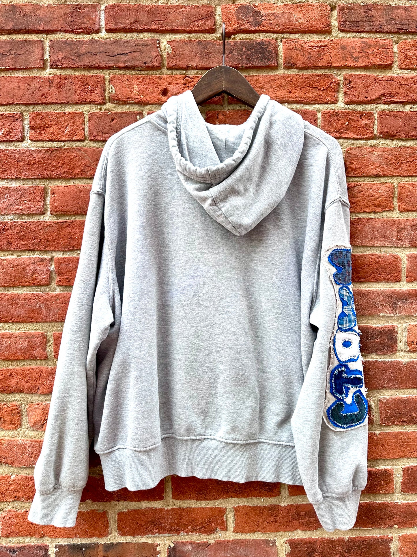 Blue Ctown Sleeve Grey Hoodie