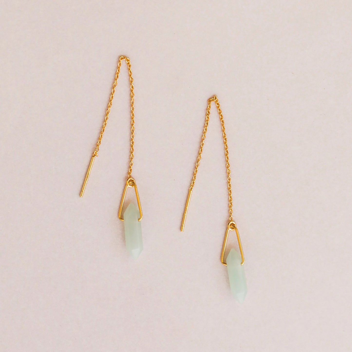 Gemstone Threader Gold Earrings