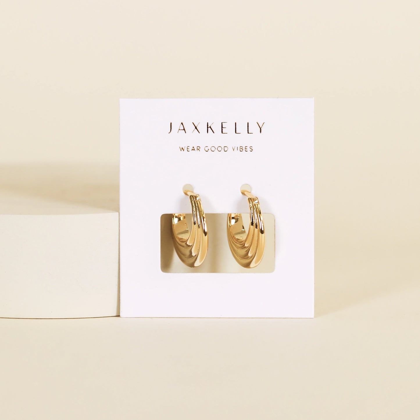 Gold Hoop - Triple Arch Earrings
