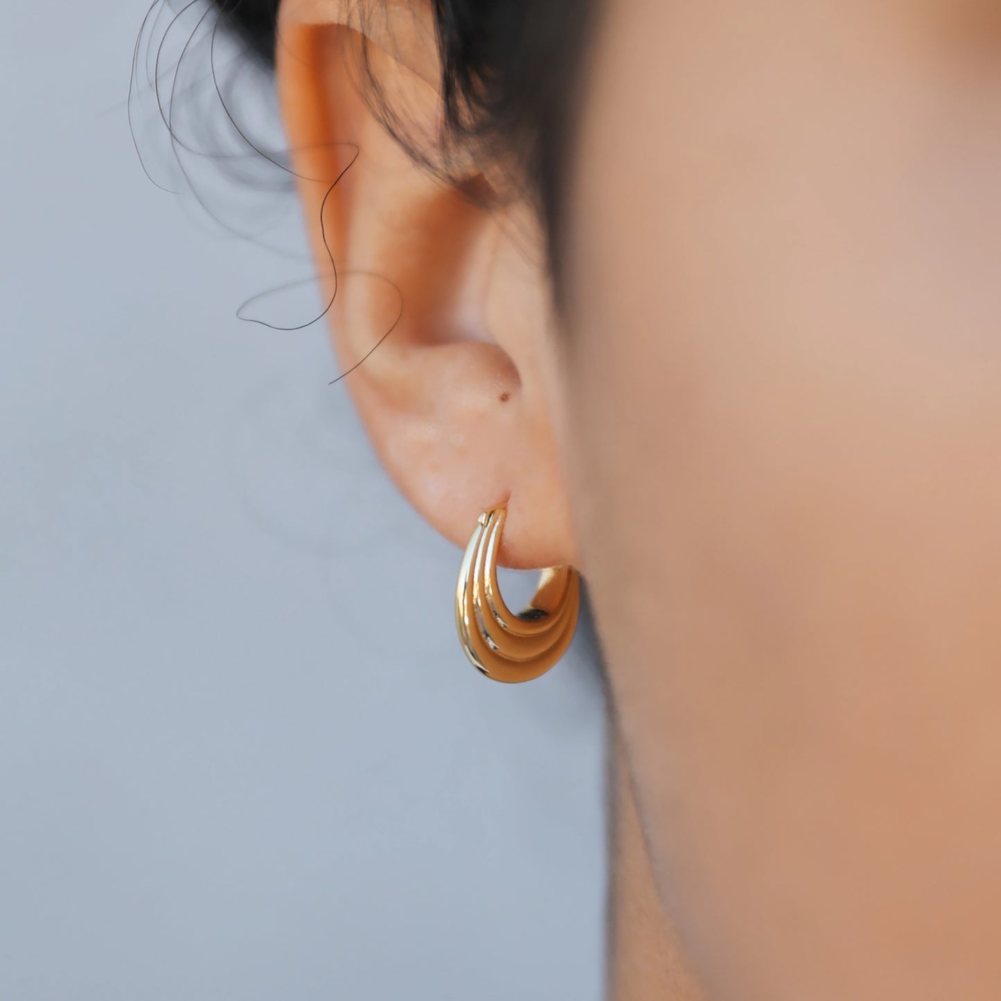 Gold Hoop - Triple Arch Earrings