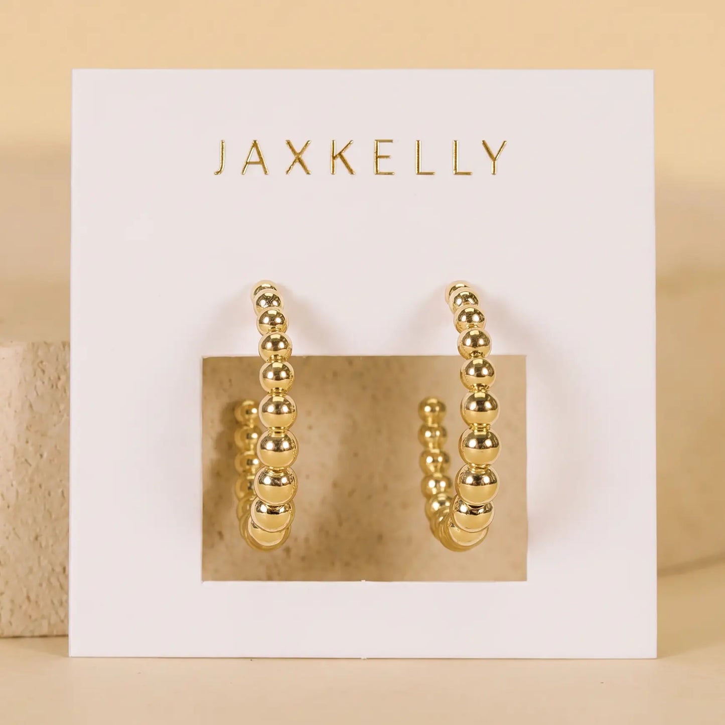 Ball Hoop Gold Earrings