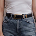 Load image into Gallery viewer, Rectangular Buckle Vegan Leather Belt
