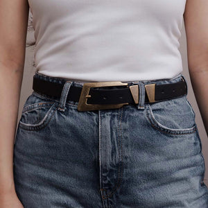 Rectangular Buckle Vegan Leather Belt