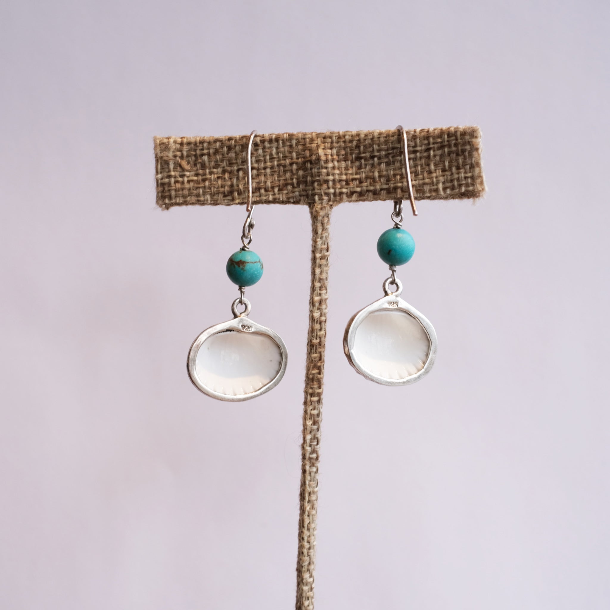 Silver Shell & Turquoise Earrings