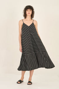 Stripe Patchwork Midi Dress