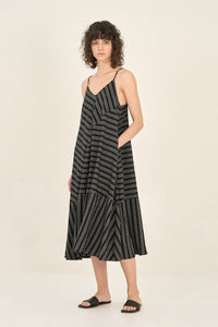 Stripe Patchwork Midi Dress