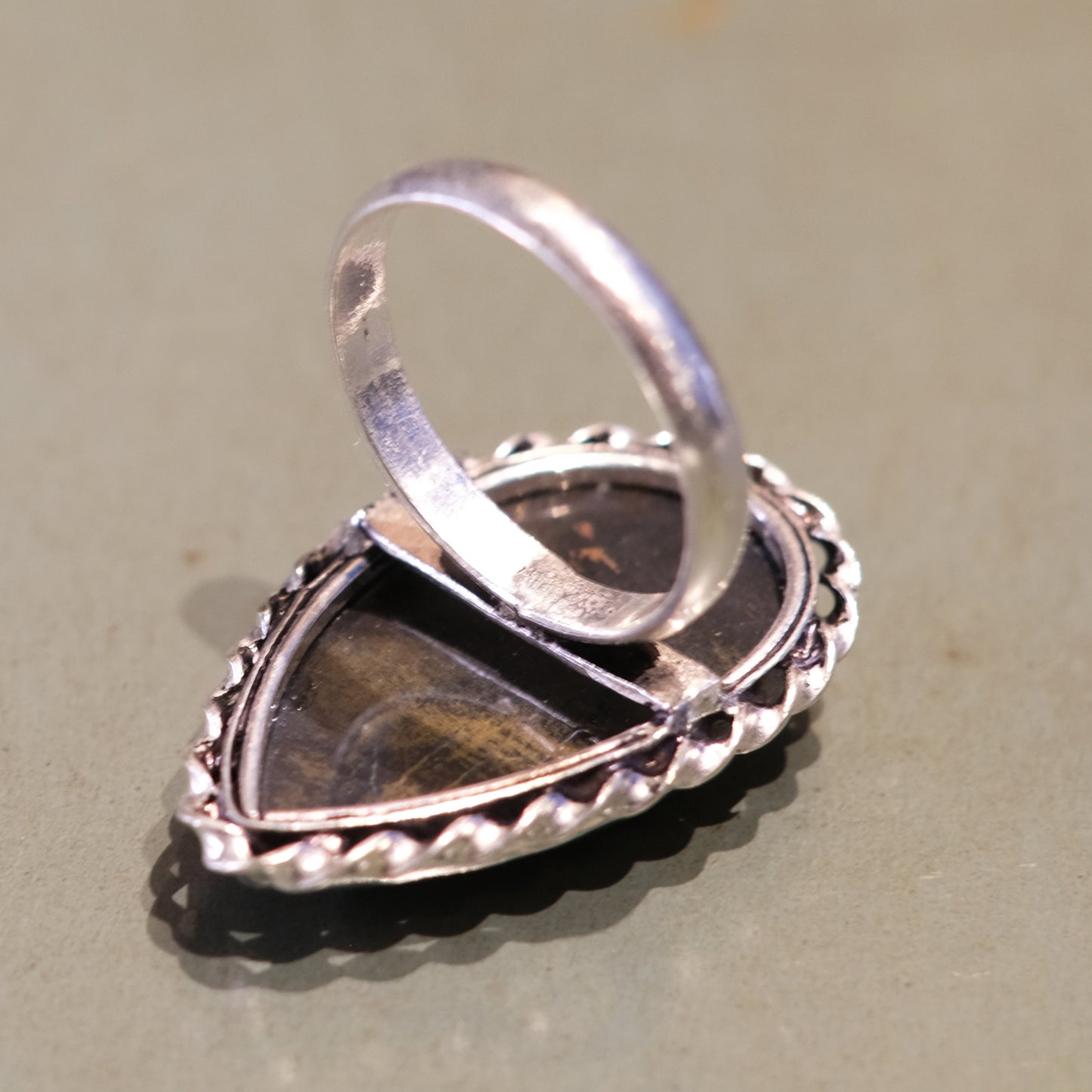 Teardrop Black Jasper Sterling Silver Ring