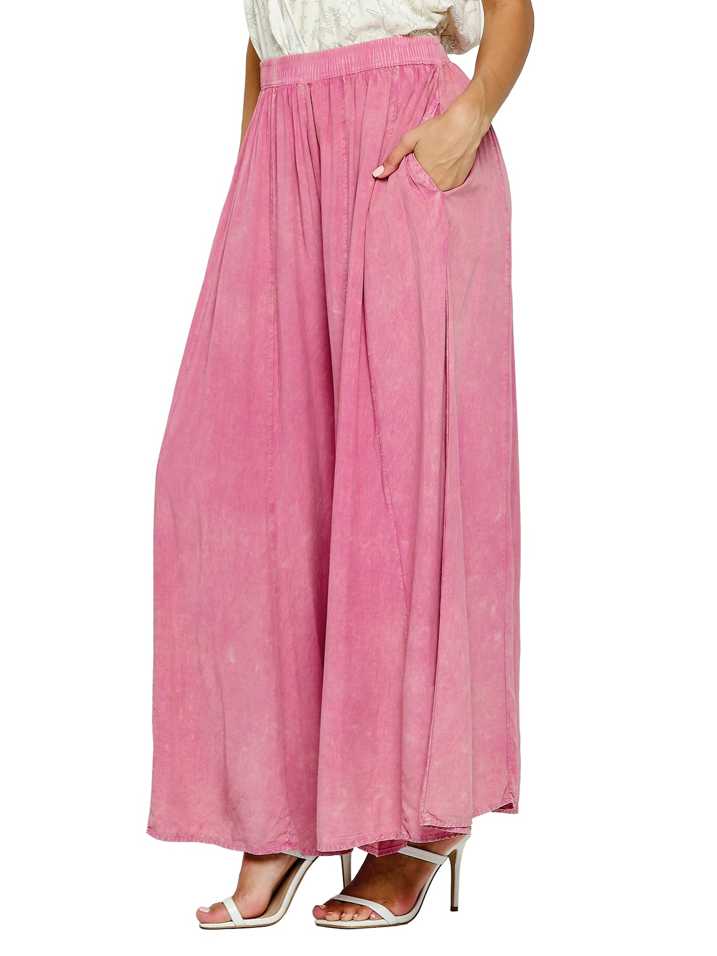 Vintage Wash Wide Leg Pants