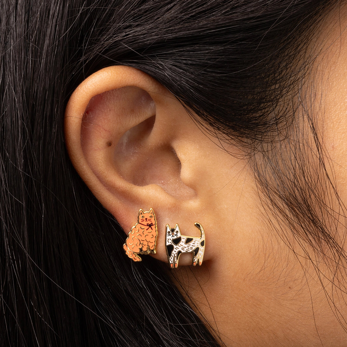 Mismatched Cat Earrings