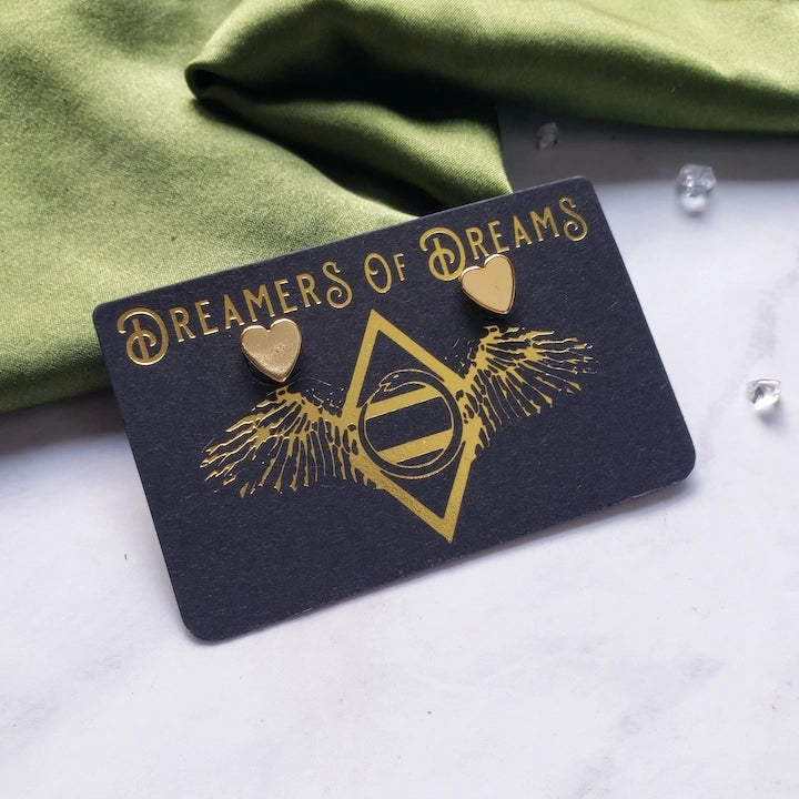 Heart 14k Gold Plated Stud Earrings