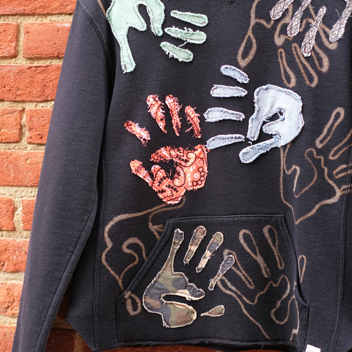 hand patch hoodie - black kids XL