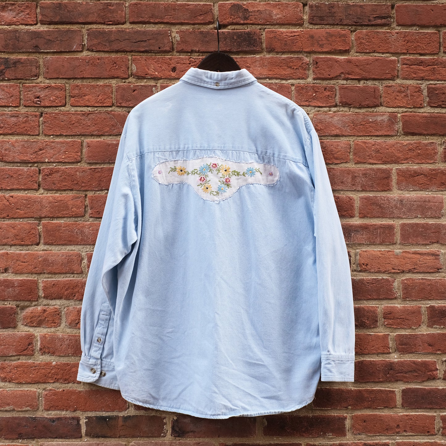 patchwork shirt - light denim longsleeve L