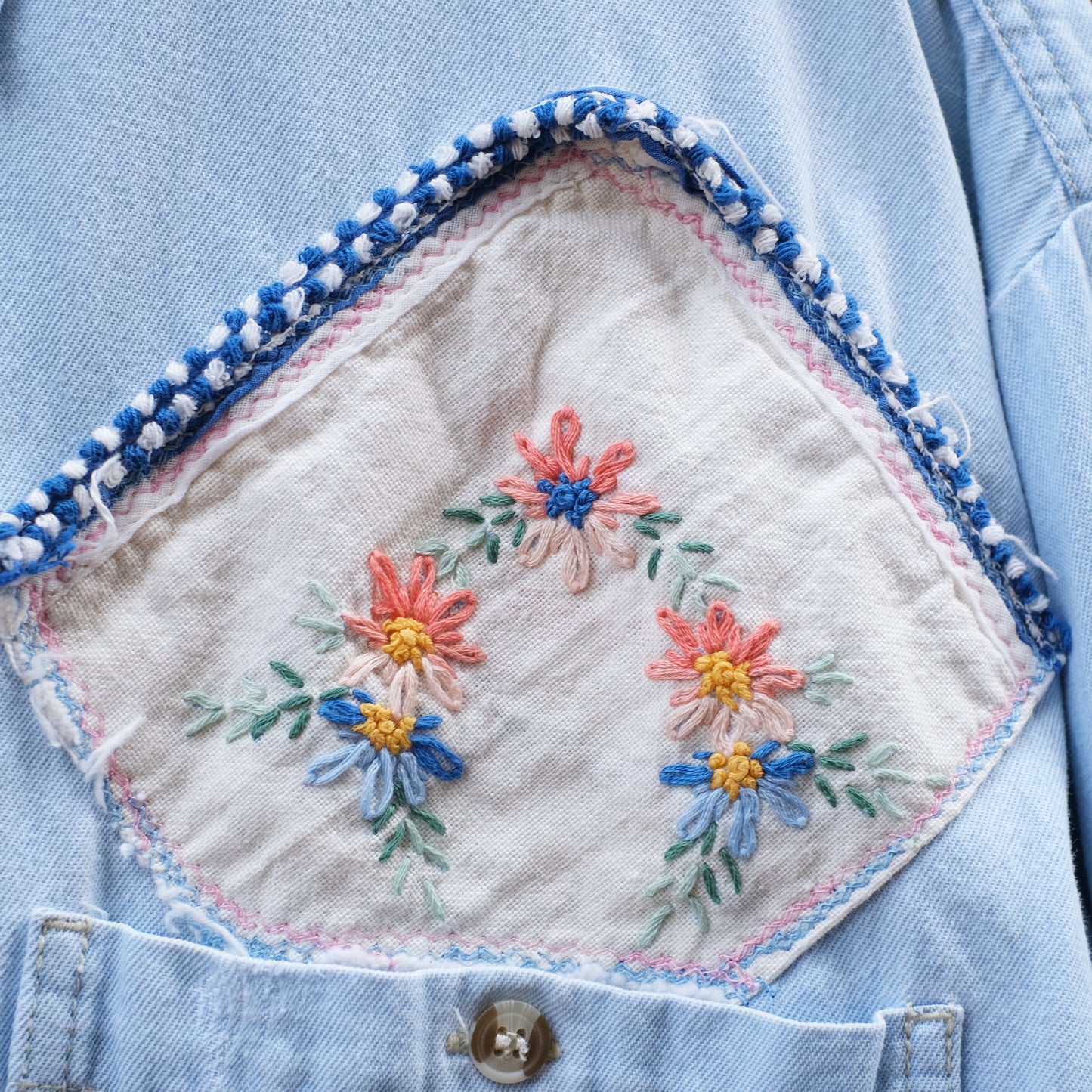 patchwork shirt - light denim longsleeve L