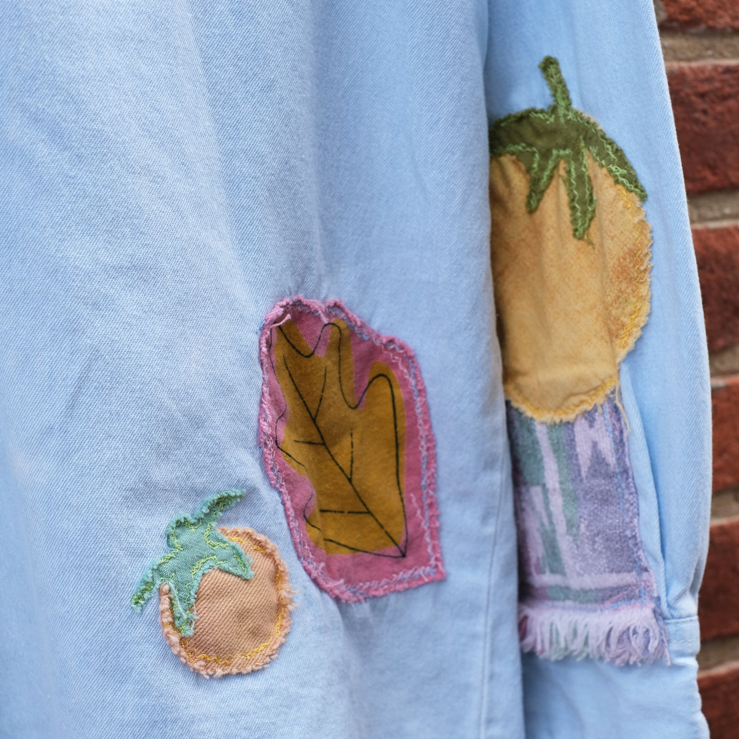 patchwork shirt - light denim longsleeve L