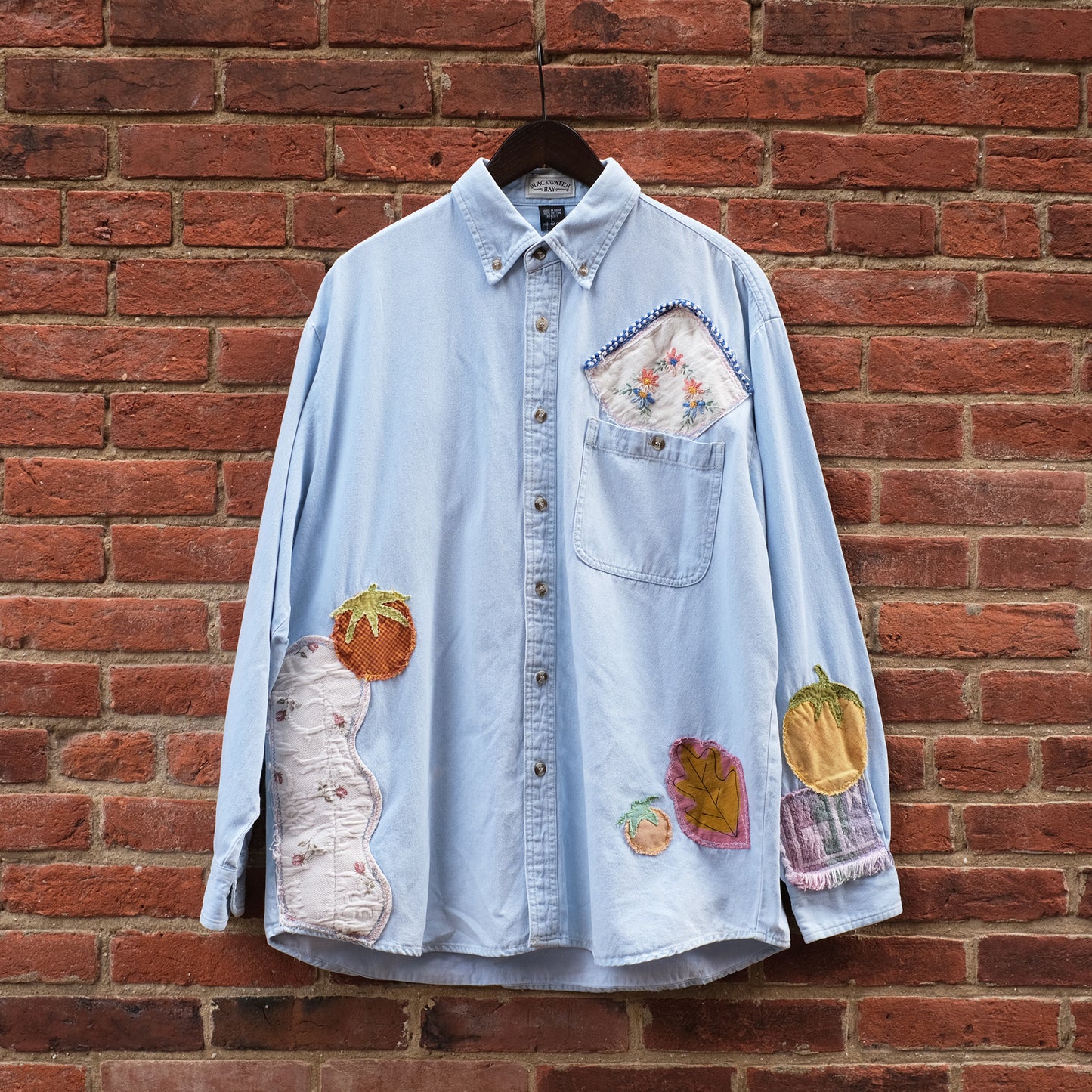 patchwork shirt - light denim longsleeve L