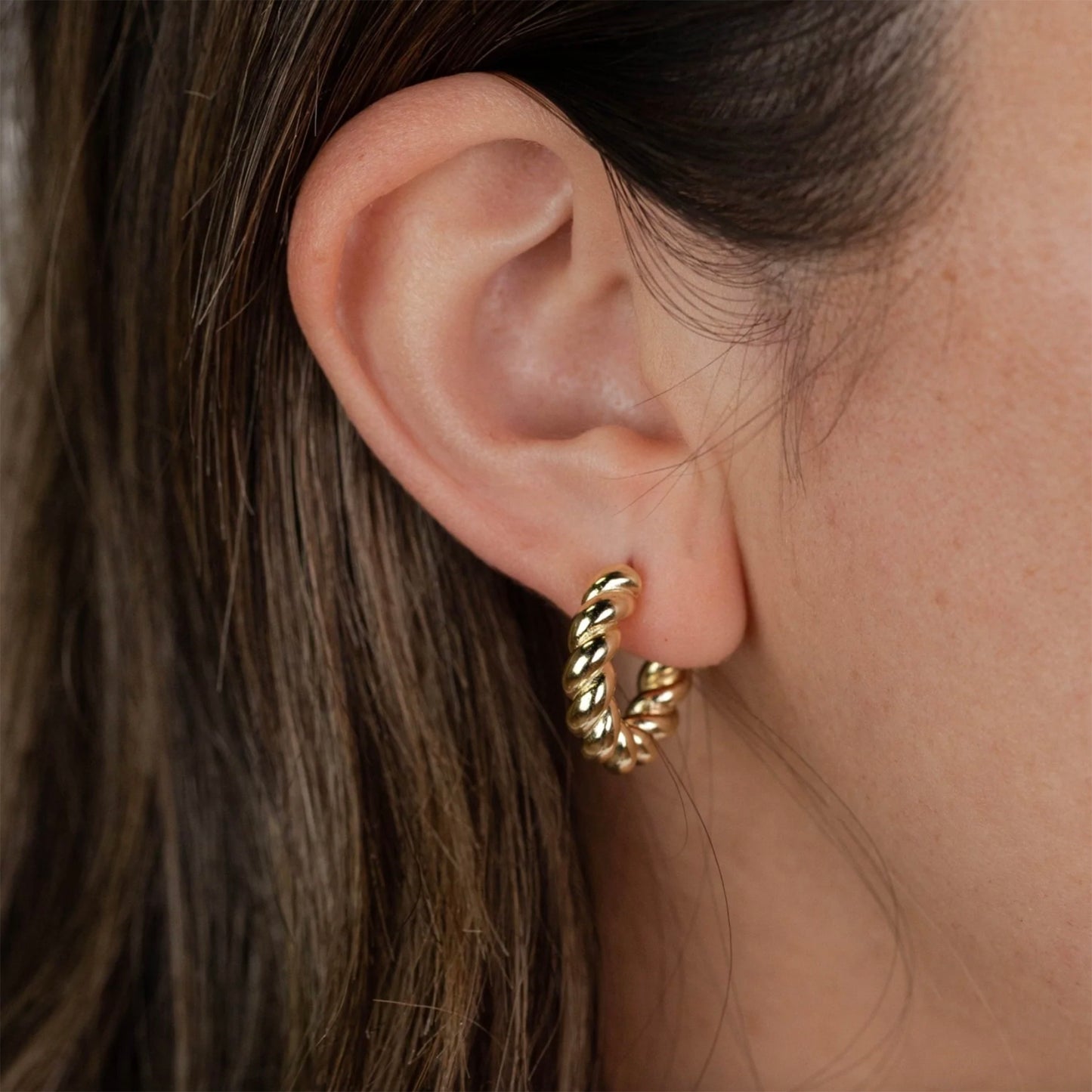 Gold Hoop - Twisted Gold Earrings