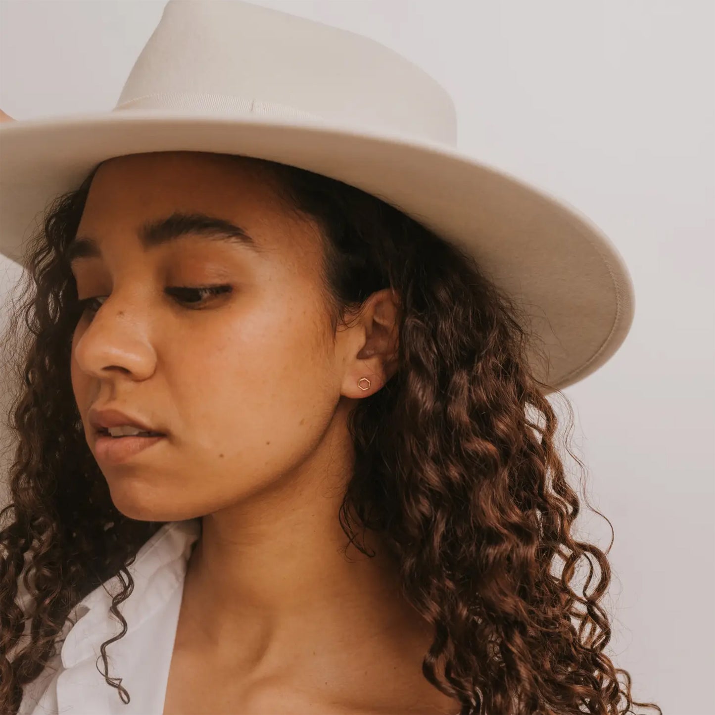 Hexagon Stud Earring