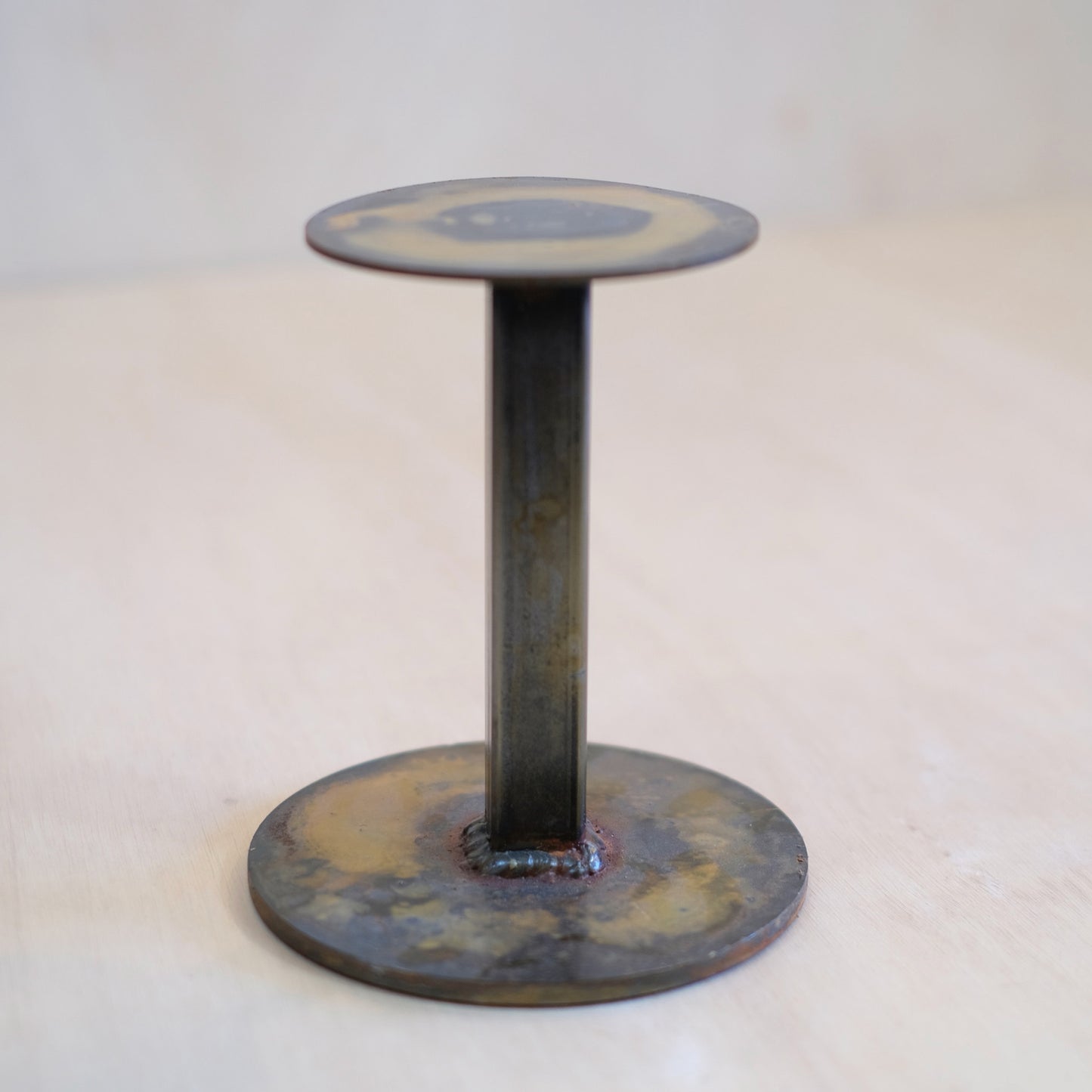 Repurposed Steel Pillar Candle Holder
