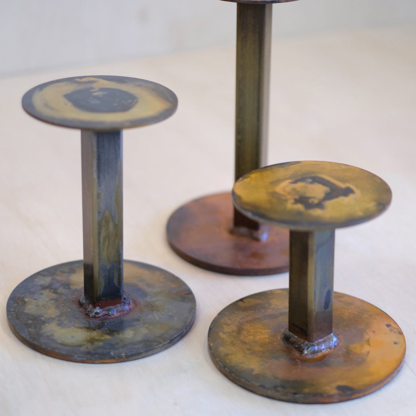 Repurposed Steel Pillar Candle Holder