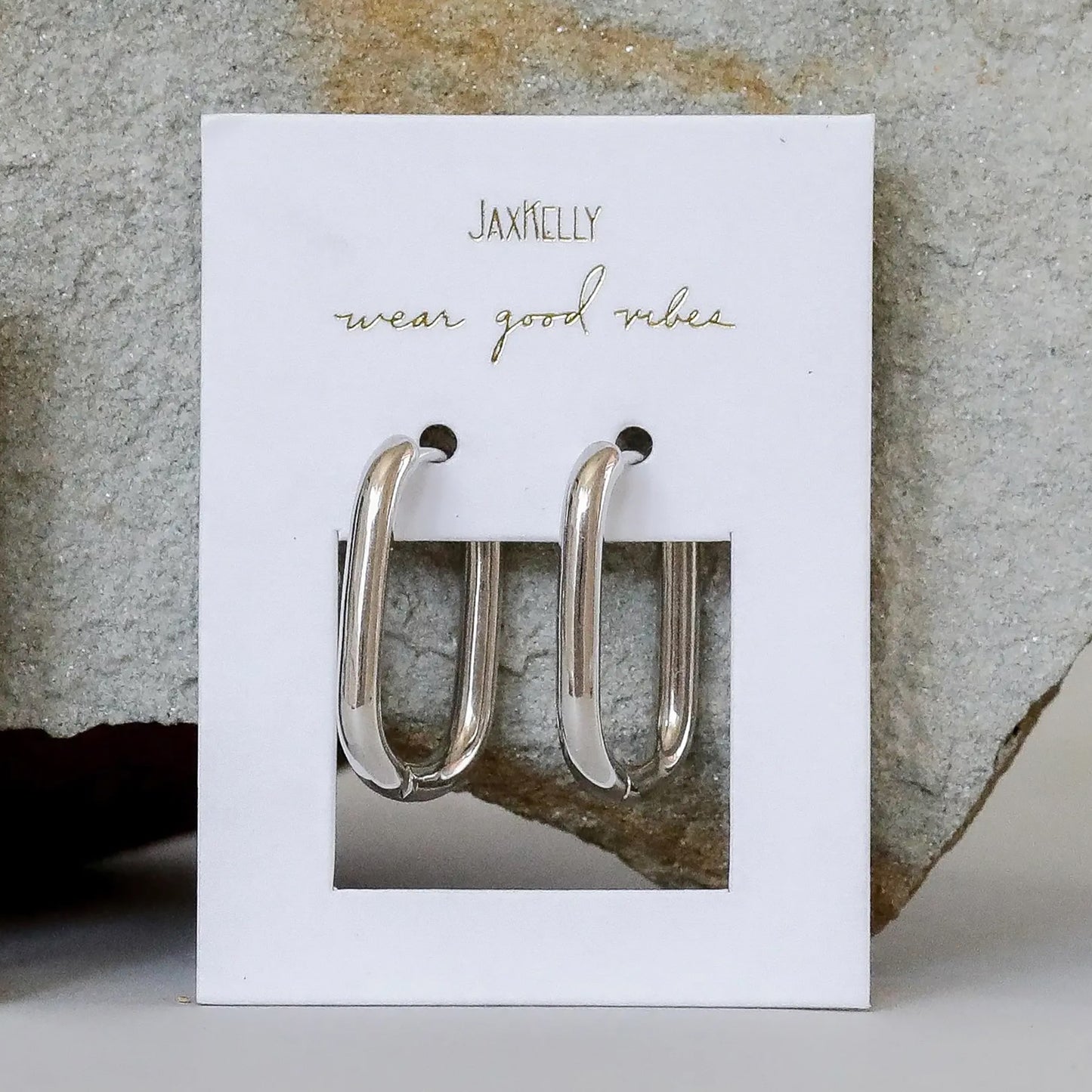 Silver Hoops - Large Rectangle