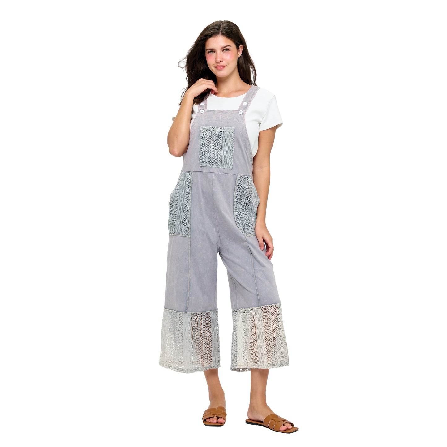 Boho Lace Vintage Washed Midi Overall