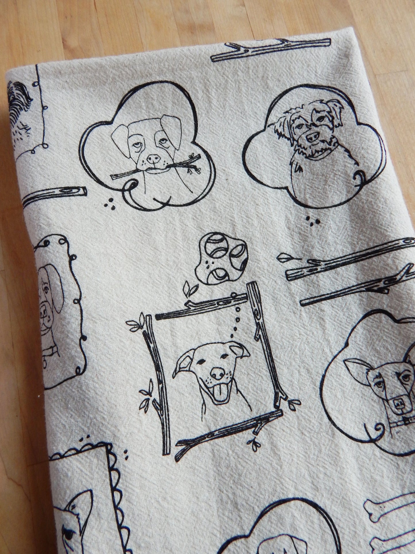 Handprinted Dog Portrait Kitchen Tea Towel
