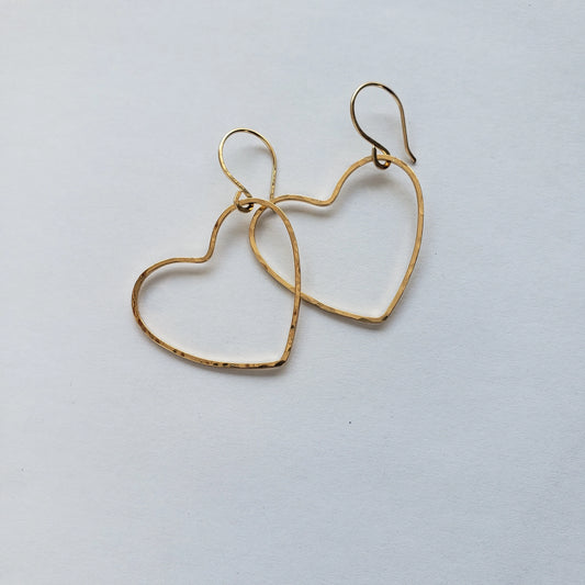 Medium Gold Heart Hoop Earrings