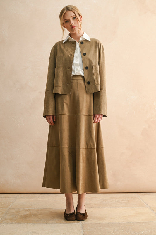 Faux Suede A-Line Skirt