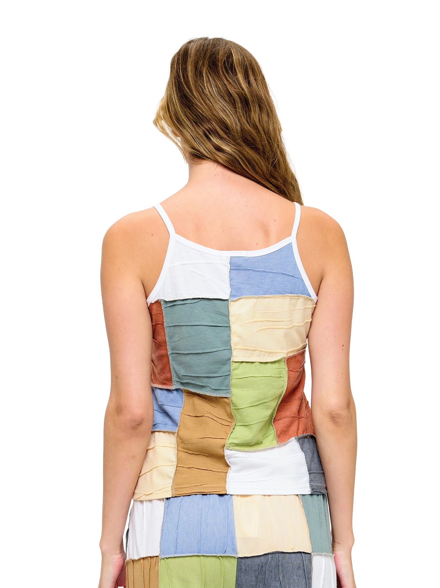 Boho Patchwork Textured Tank Top