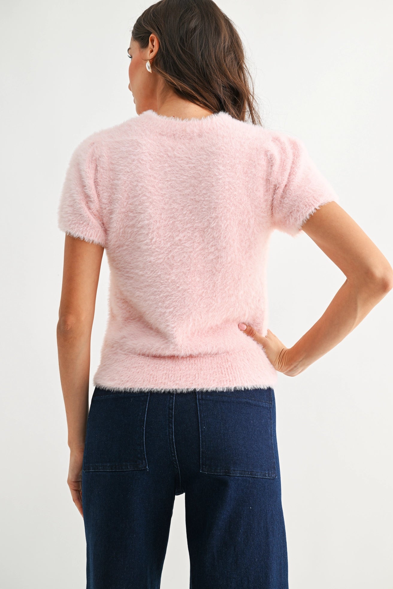 Fuzzy Short Sleeve Sweater