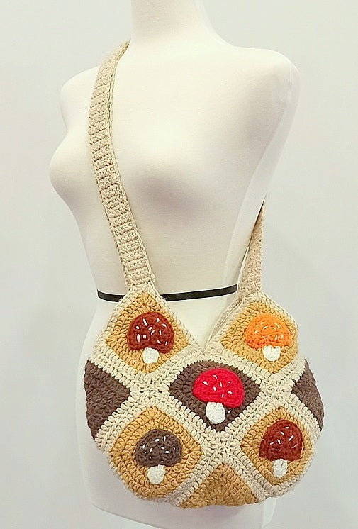 Crochet Mushroom Crossbody Bag