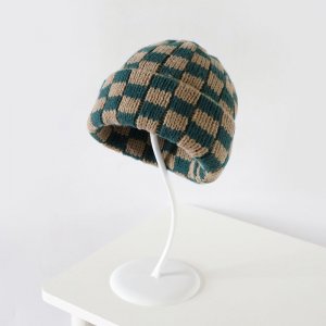 Checkered Knit Beanie