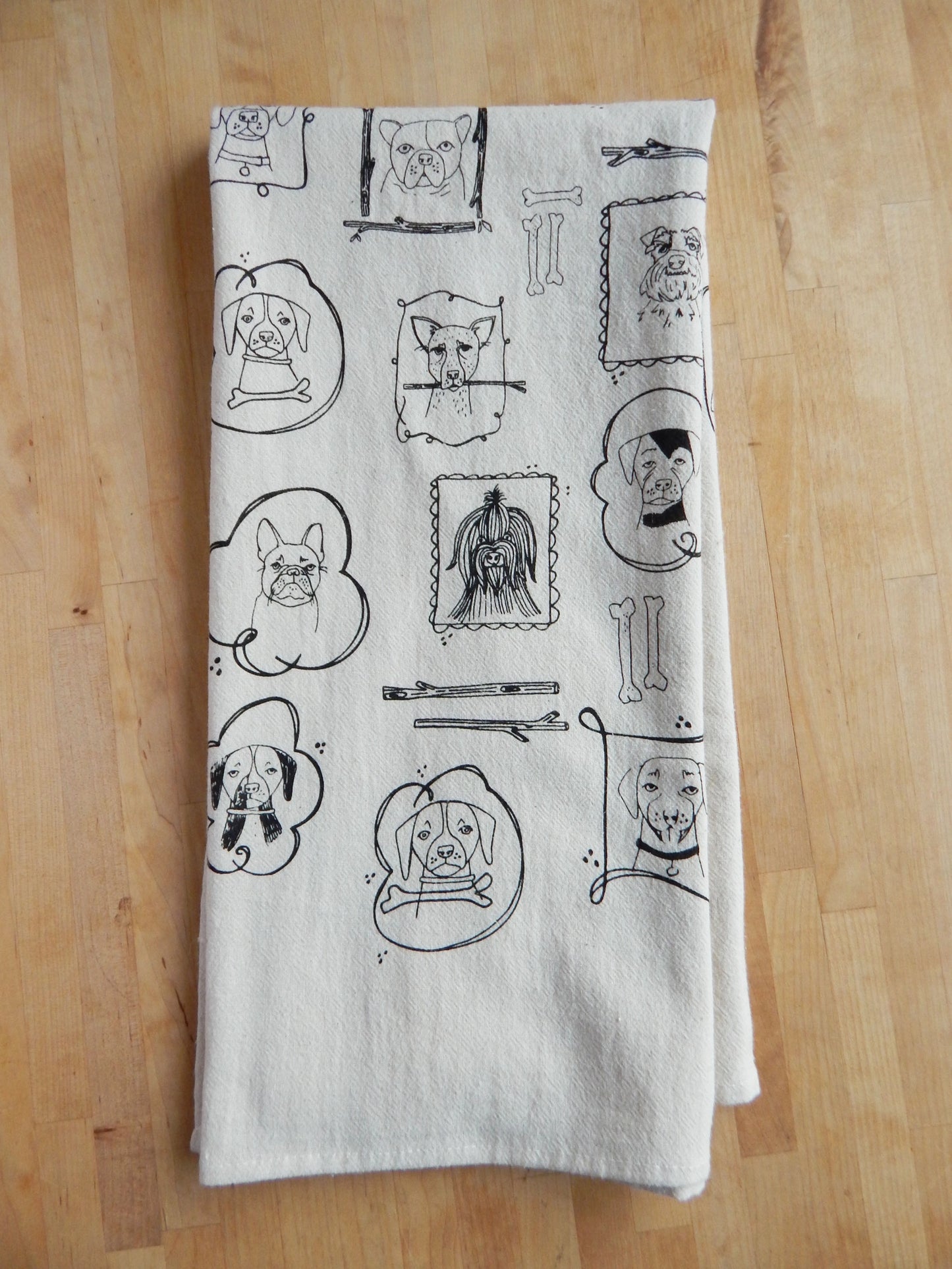 Handprinted Dog Portrait Kitchen Tea Towel
