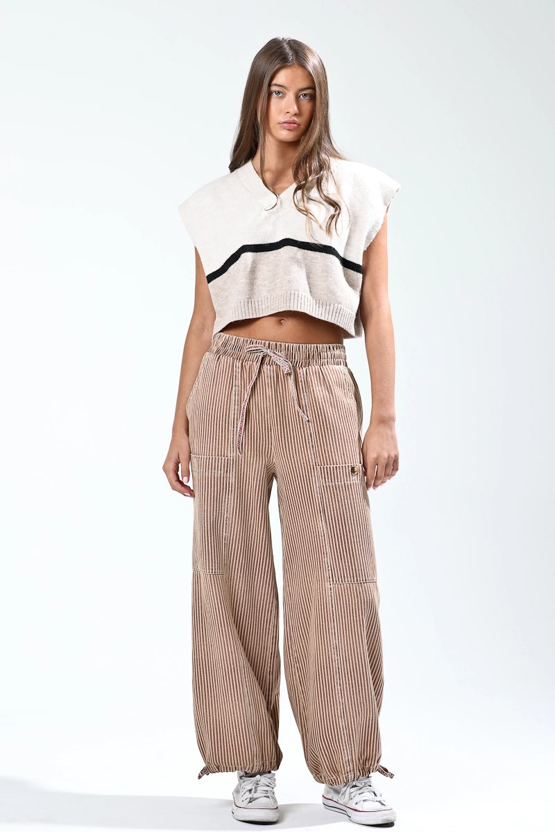 Vintage Washed Striped Cargo Pants