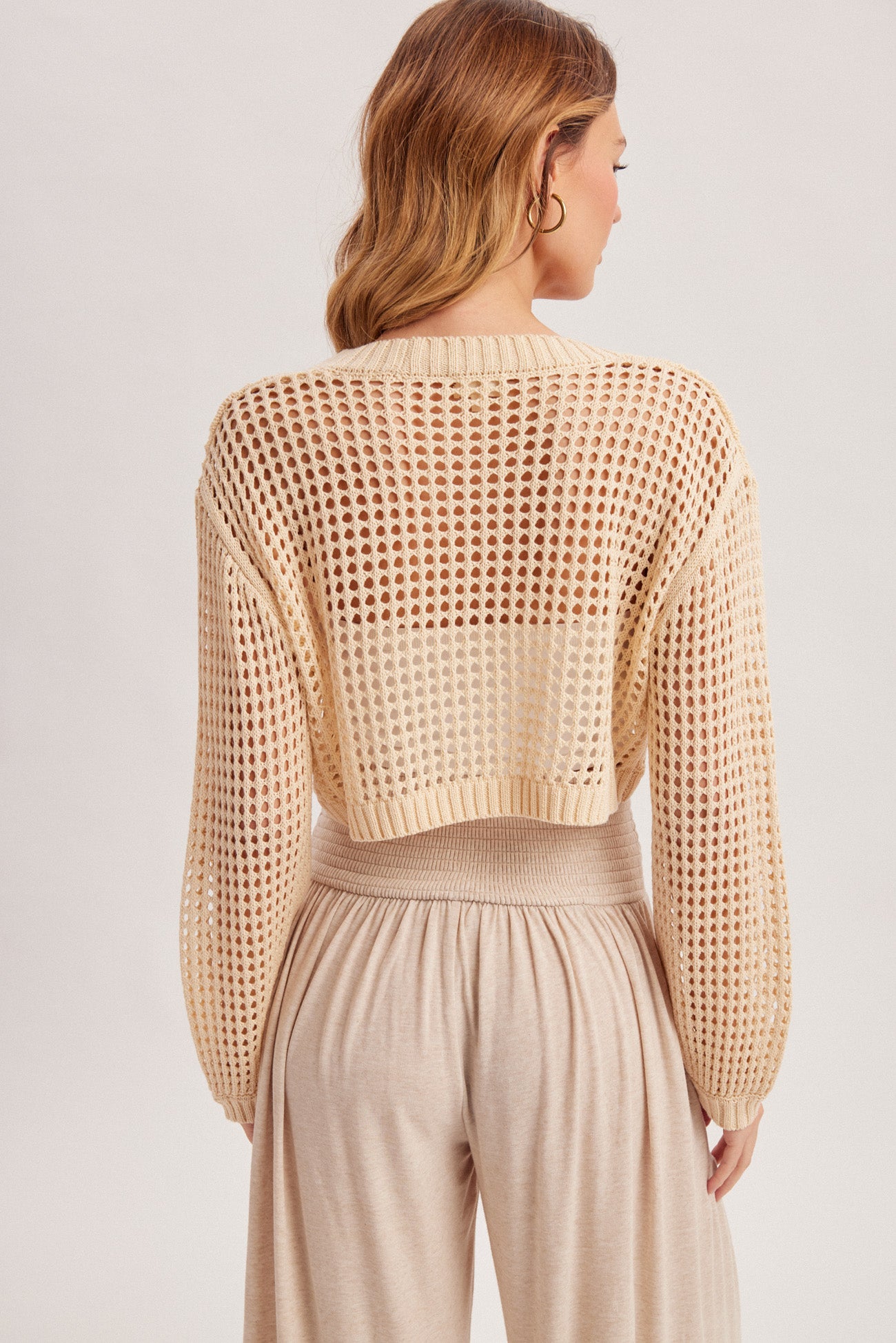 Crochet Tie Front Crop Cardigan