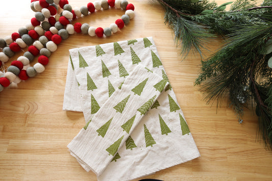Handprinted Christmas Tree Tea Towel