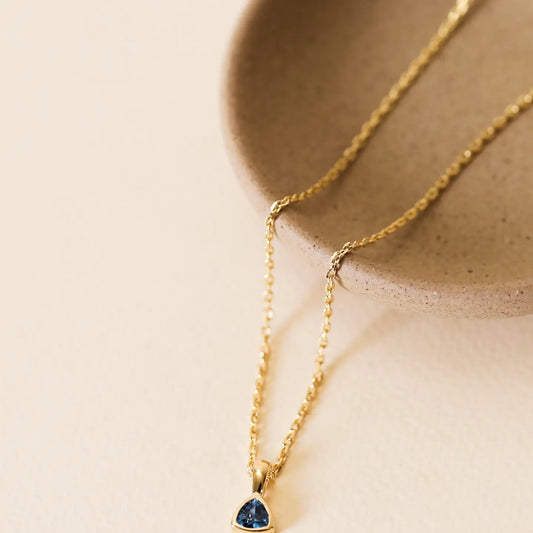 Rounded Corner Triangle Pendant Gold Necklace