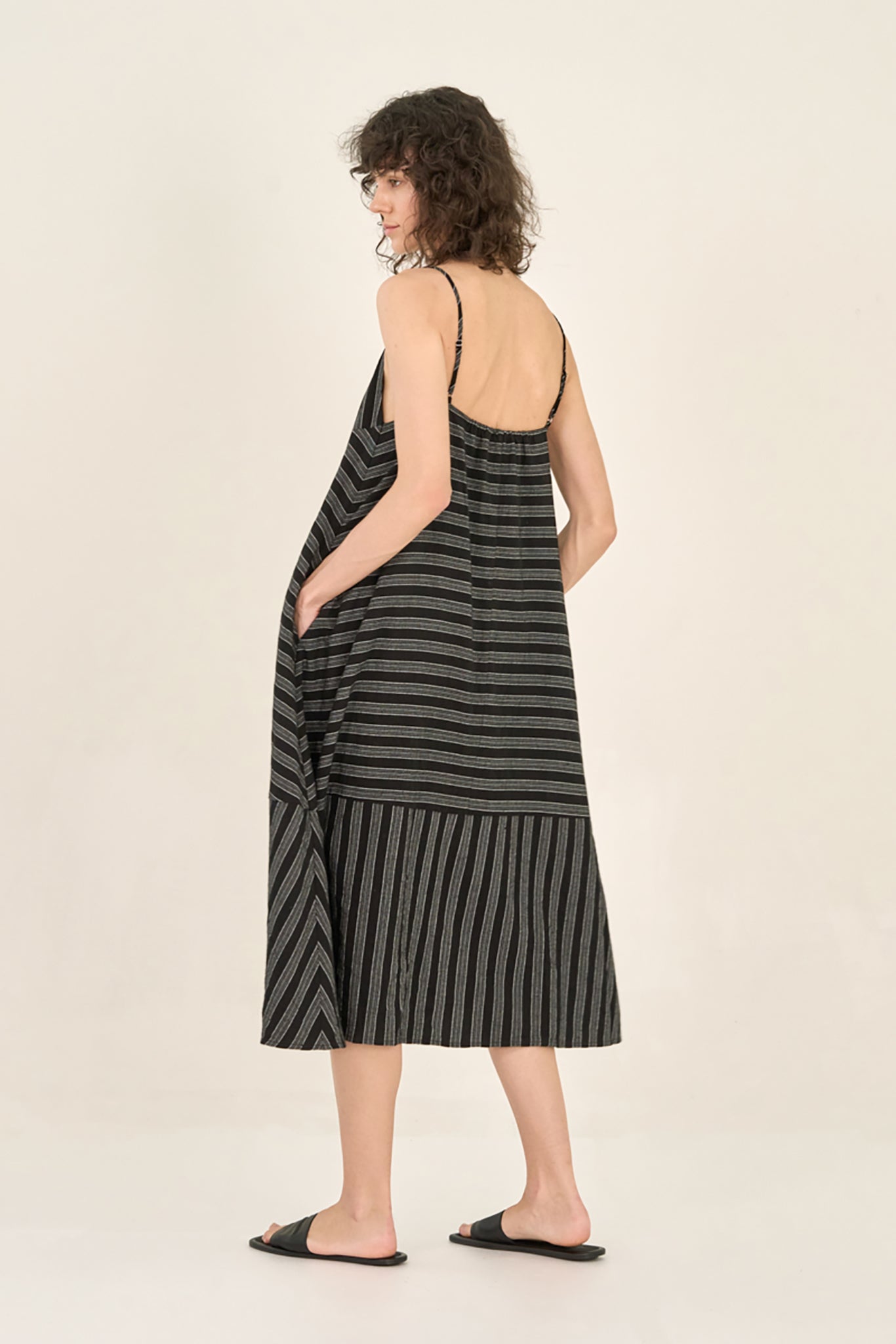 Stripe Patchwork Midi Dress