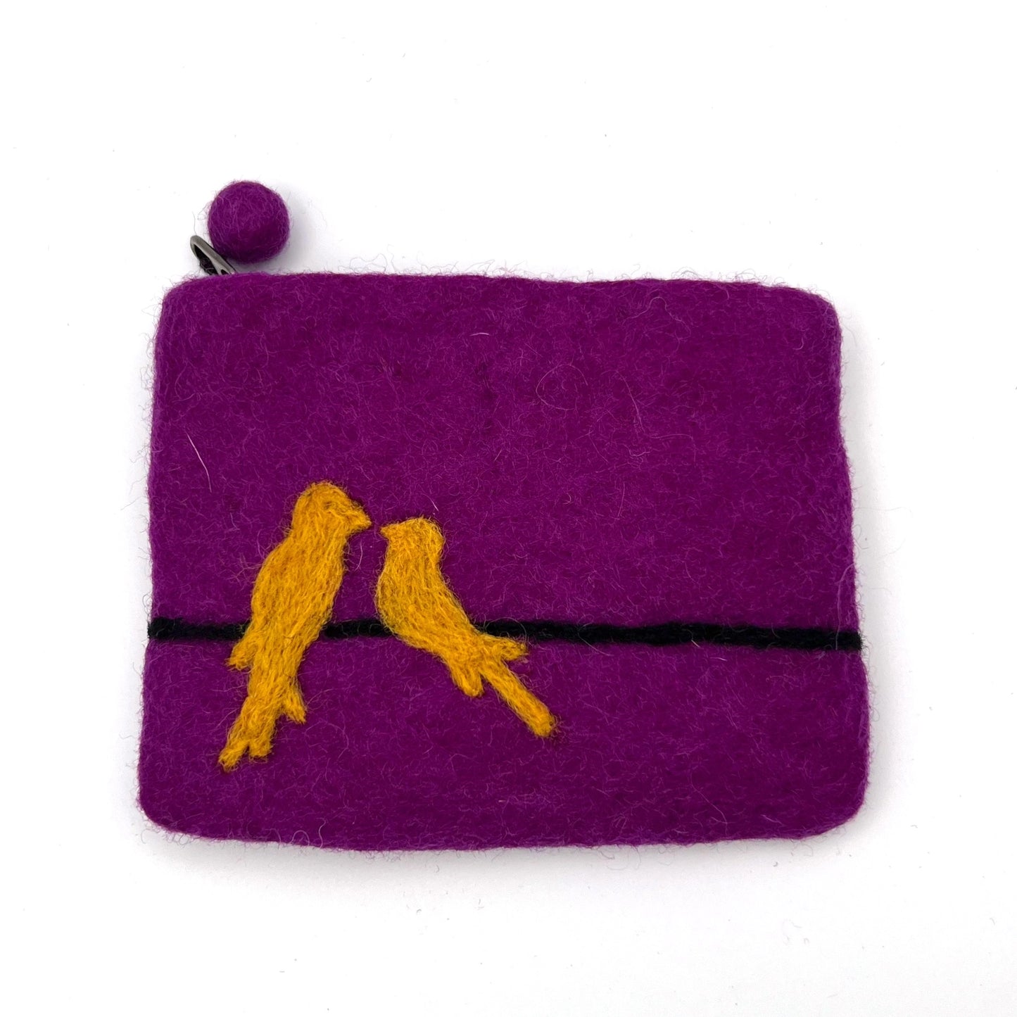 Two Birds On Line Felt Coin Purse