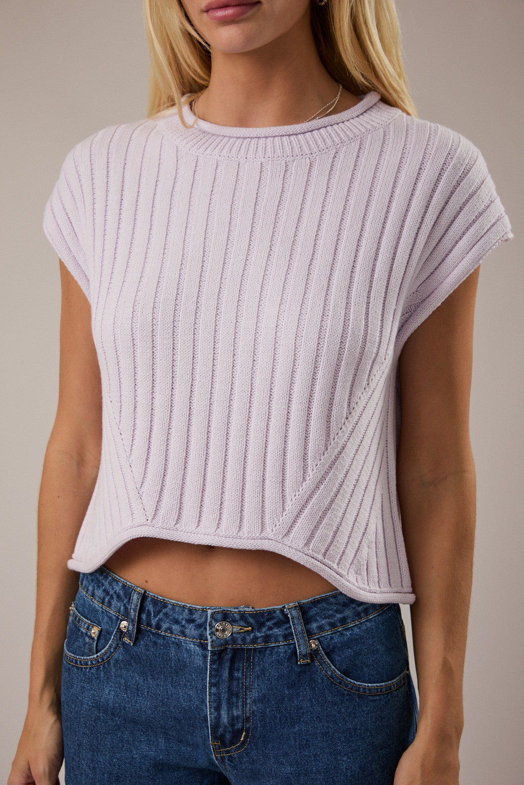 Cap Sleeve Ribbed Sweater