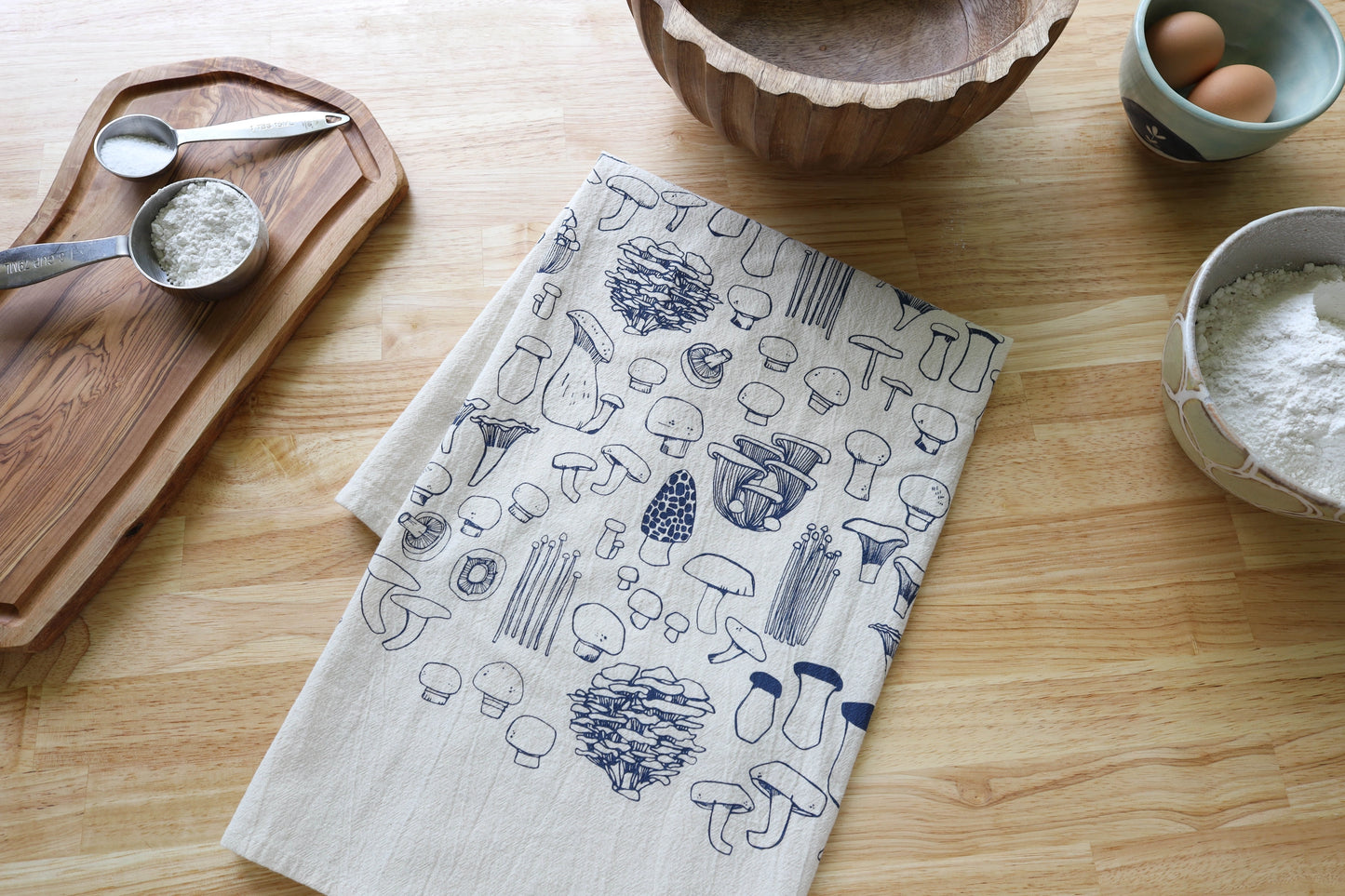 Handprinted Mushroom Tea Towel