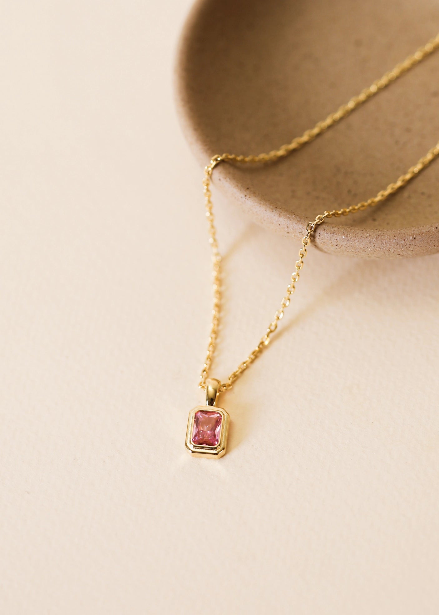 Rectangular Gold Baguette Pendant Necklace
