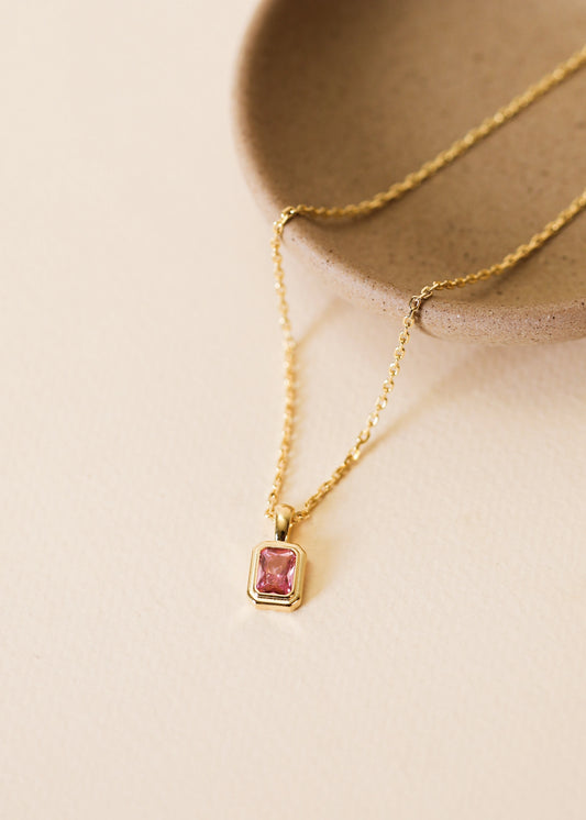 Rectangular Gold Baguette Pendant Necklace